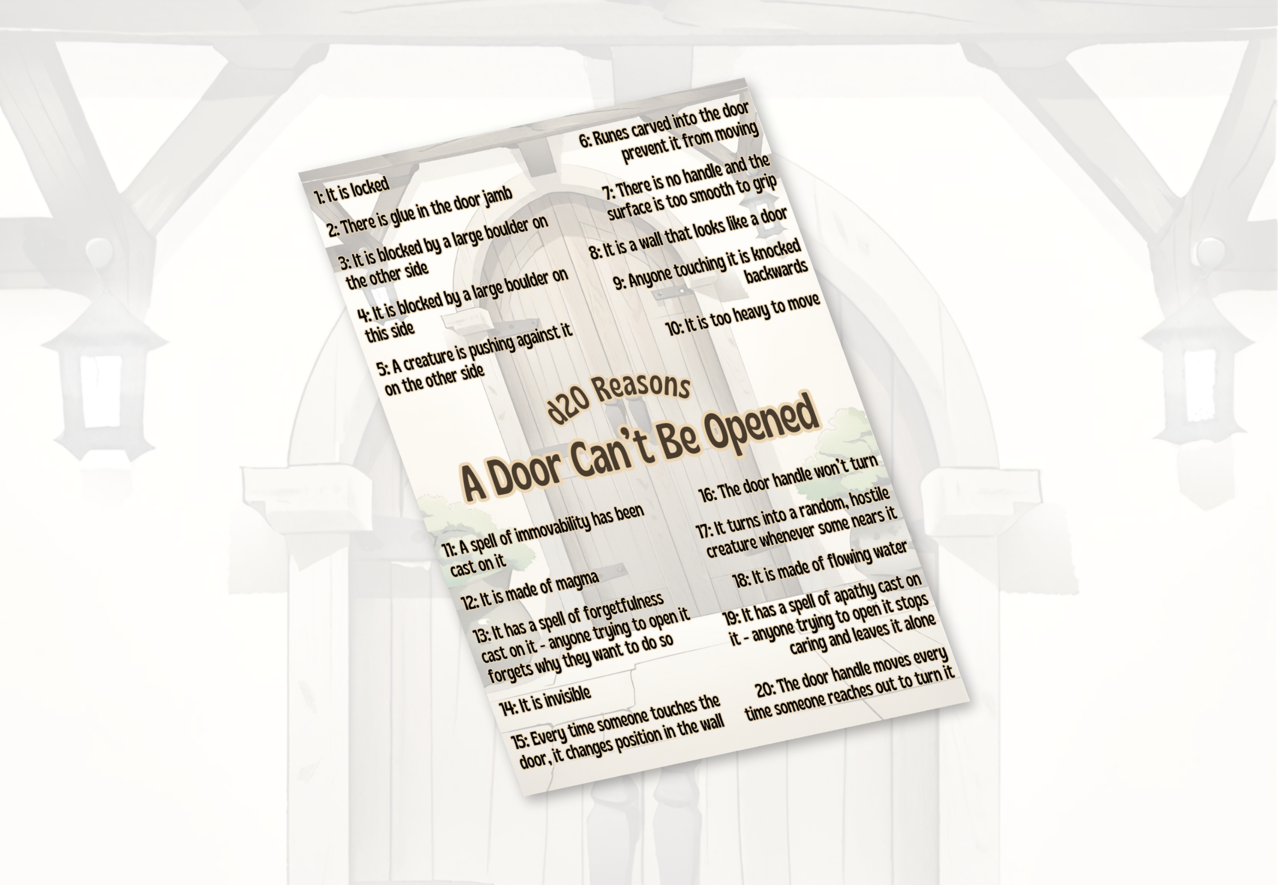 d20 Reasons a Door Can't Be Opened
