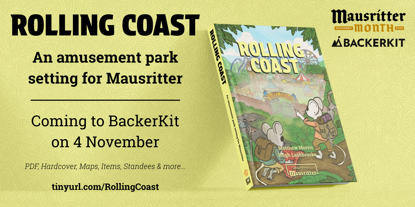 An amusement park setting for Mausritter, launching on BackerKit